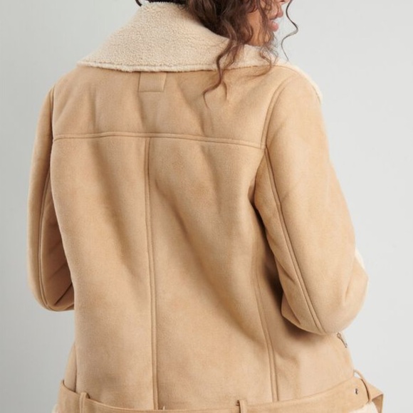 Garage Suede Shearling Oversized Aviator Jacket - Picture 3 of 6